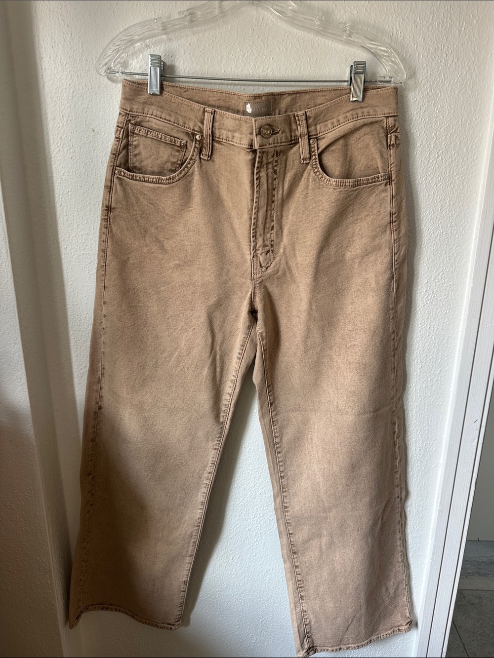 MOTHER Straight-Leg Jeans in Light Brown